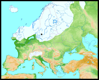 Europe and the Baltic area during the Weichslian glaciation, ca 20,000 years ago. 