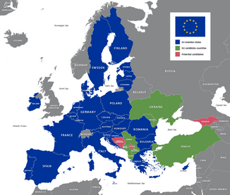 Map of EU countries.
